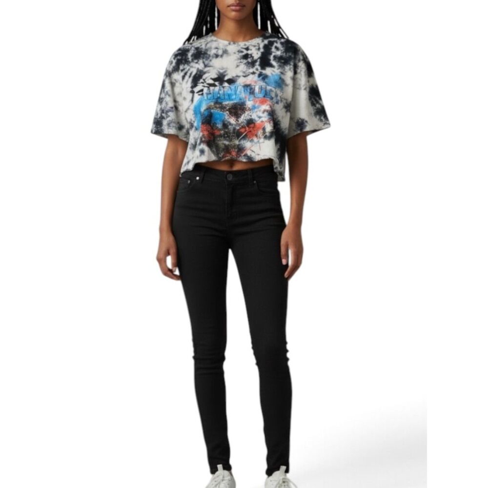 Nana Judy Women's Cobra Tie Dye Graphic Crop Boyfriend Tee T-Shirt XL NWT